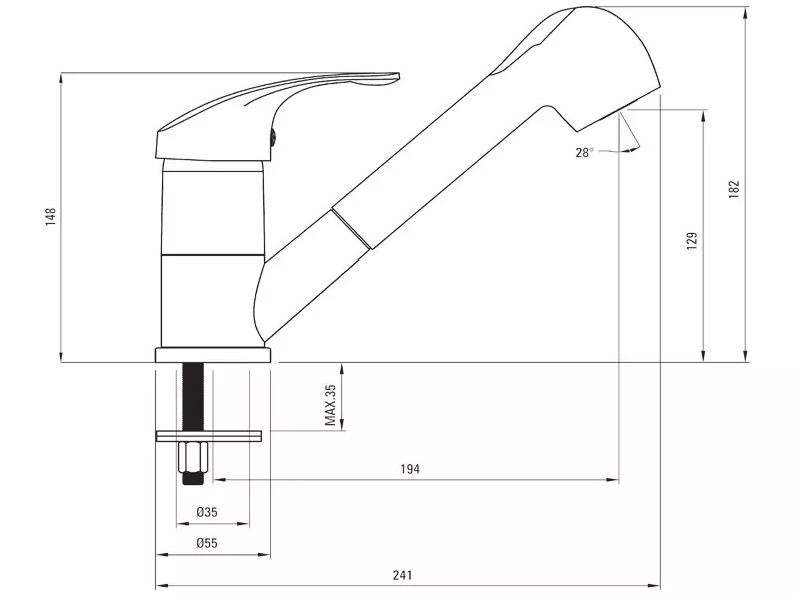 Едноръкохватков смесител за кухня Pepe (1)