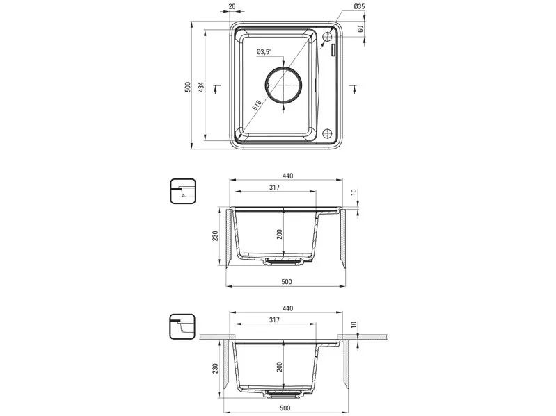 Мивка за кухня Momi Metallic Graphite (1)