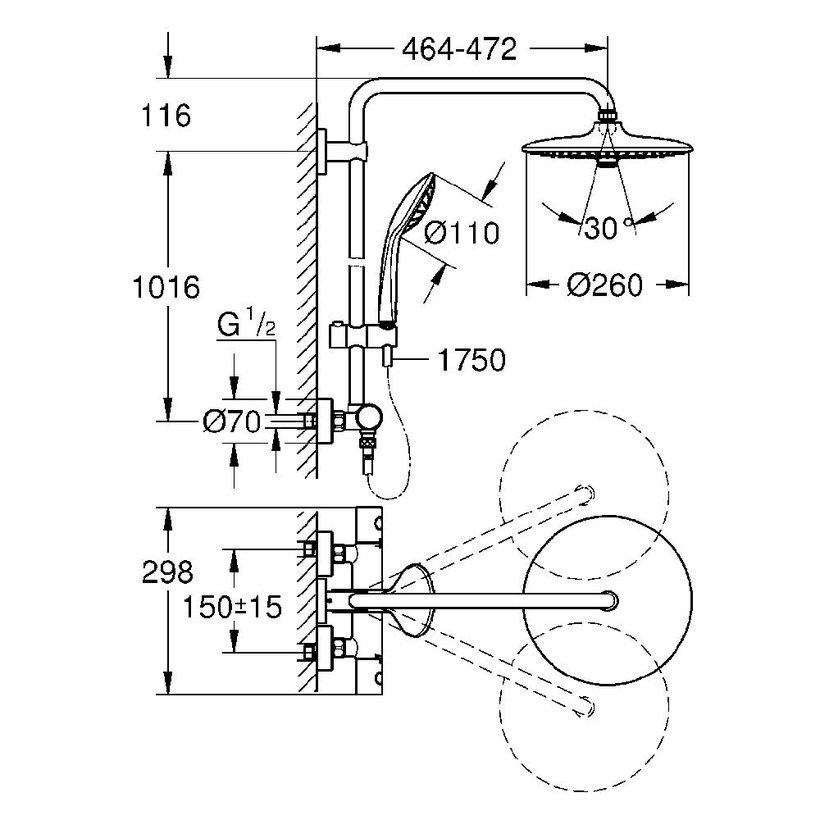 Душ система с термостат Euphoria System 260 (2)